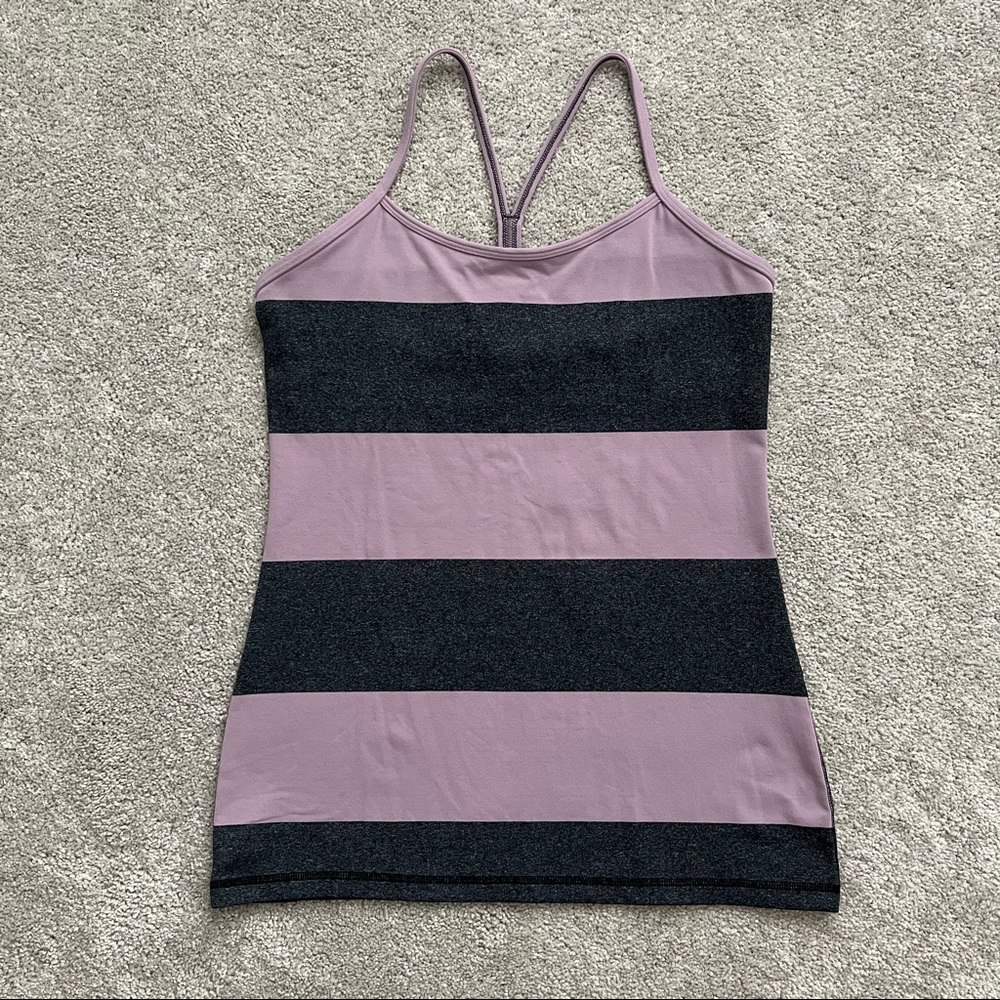 lululemon athletica Mauve and Black Striped Tank Top